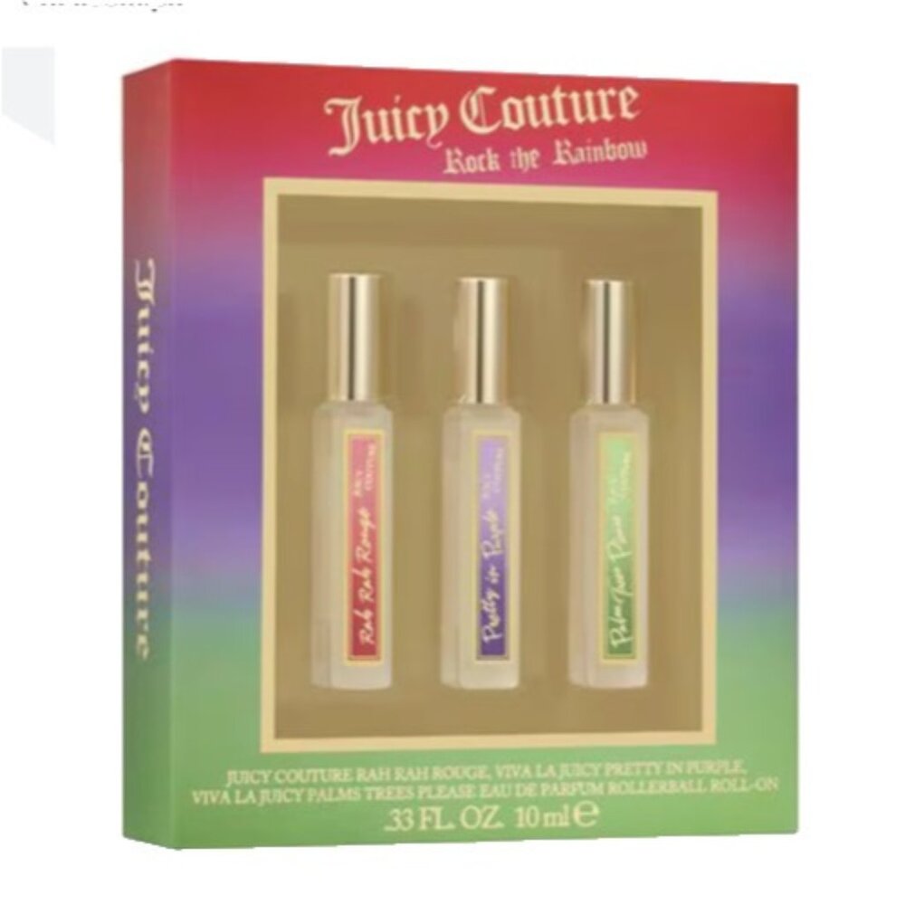 Juicy Couture Rock the Rainbow Women's 3pc Set EDP Perfume Rollerball 10ML NEW